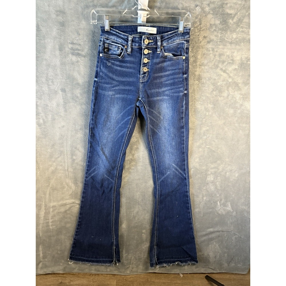 KanCan Women Blue Straight Leg Button Fly Raw Hem Jeans Size 25 KC7338D